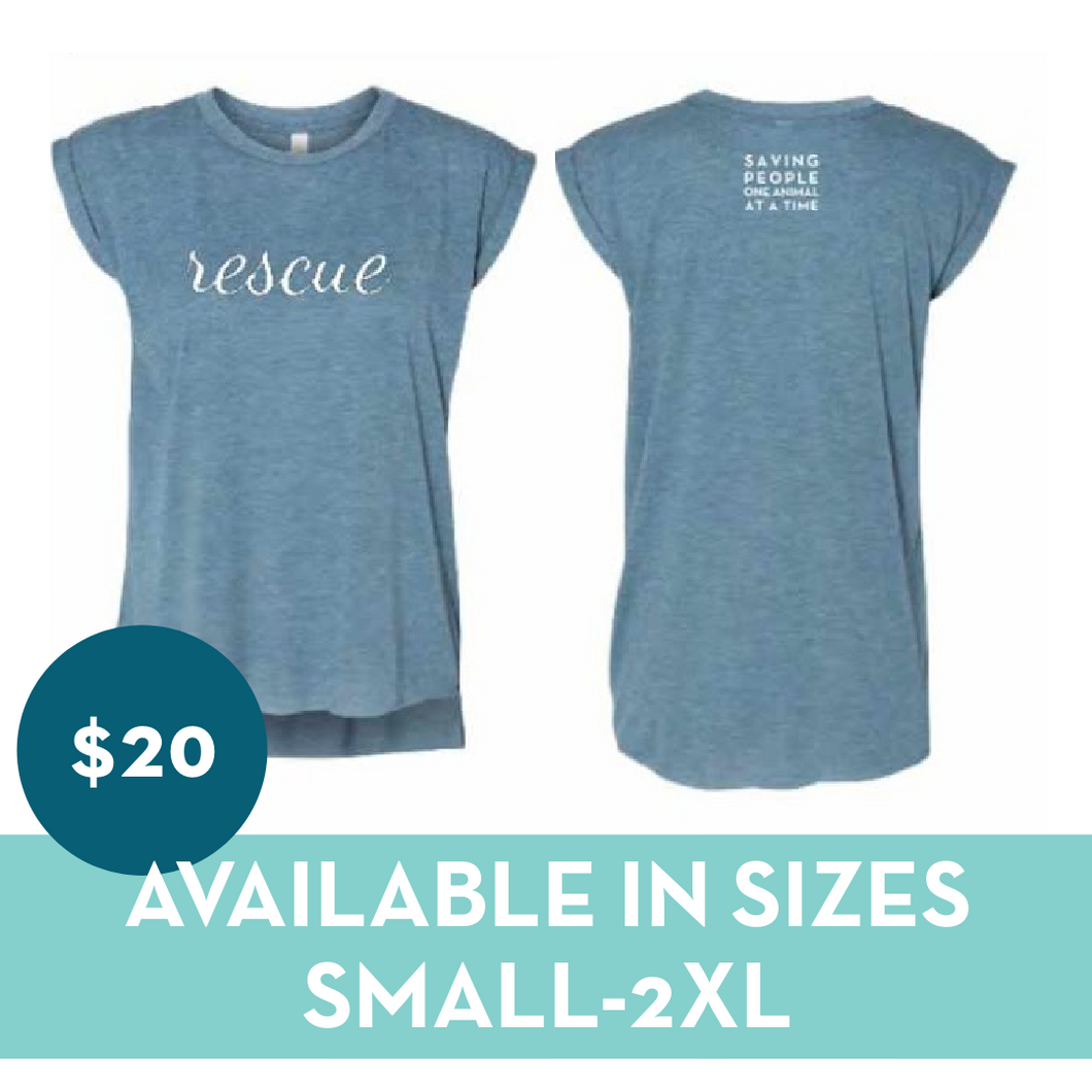 Women's Flowy Muscle Tee w/ Rolled Cuff